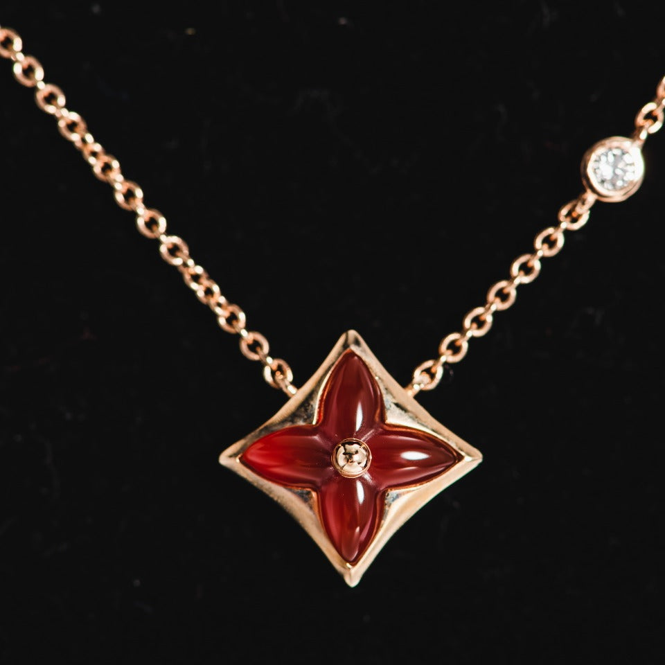 [Regal Jewels]STAR NECKLACE PINK GOLD 1 DIAMOND