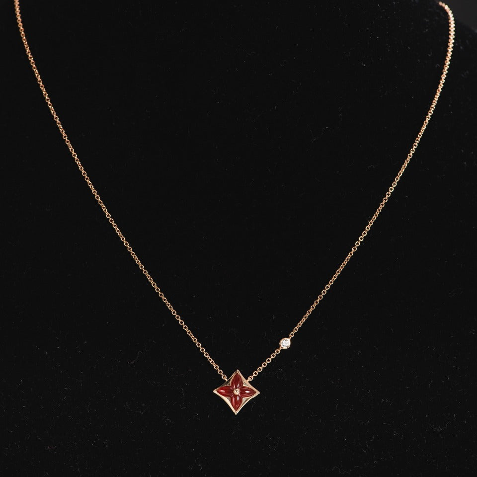 [Regal Jewels]STAR NECKLACE PINK GOLD 1 DIAMOND