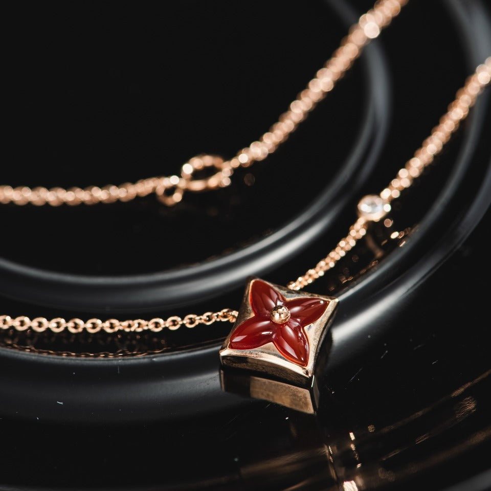 [Regal Jewels]STAR NECKLACE PINK GOLD 1 DIAMOND