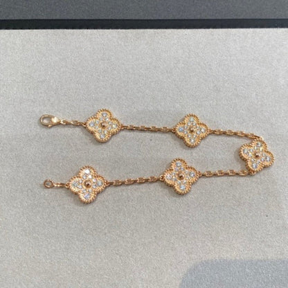 [Regal Jewels]CLOVER 5 MOTIFS  FULL DIAMOND BRACELET