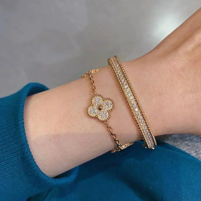 [Regal Jewels]CLOVER 5 MOTIFS  FULL DIAMOND BRACELET
