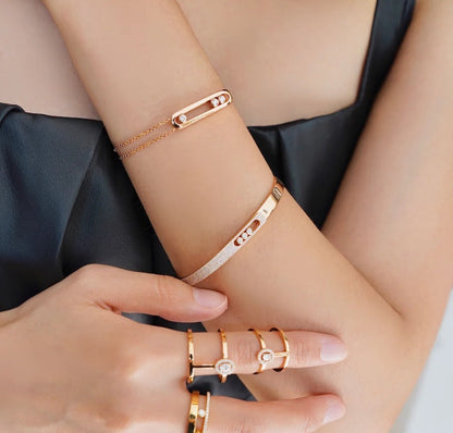 [Regal Jewels]Move Noa Rose Gold Pavé Diamond Bangle Bracelet