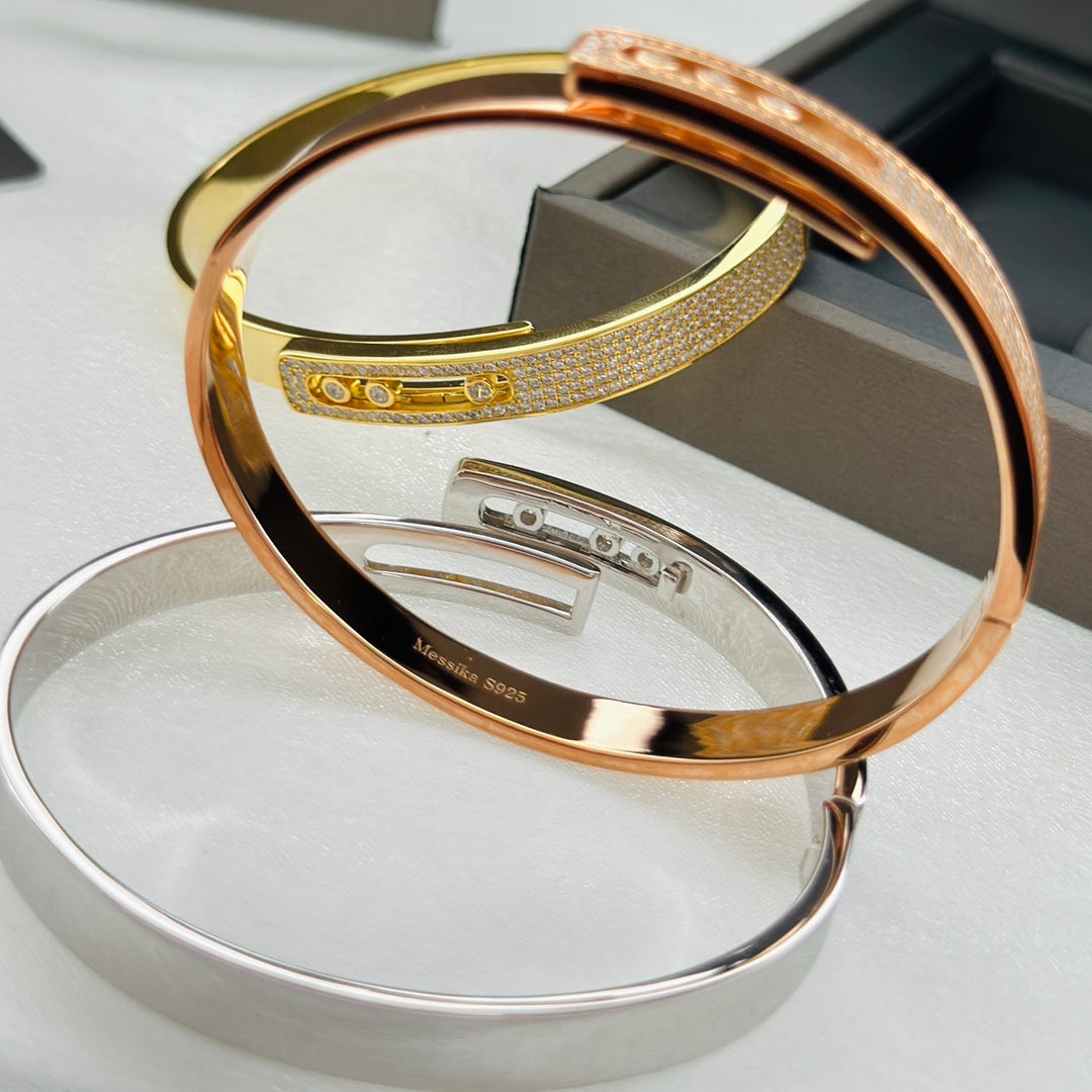 [Regal Jewels]Move Noa Rose Gold Pavé Diamond Bangle Bracelet