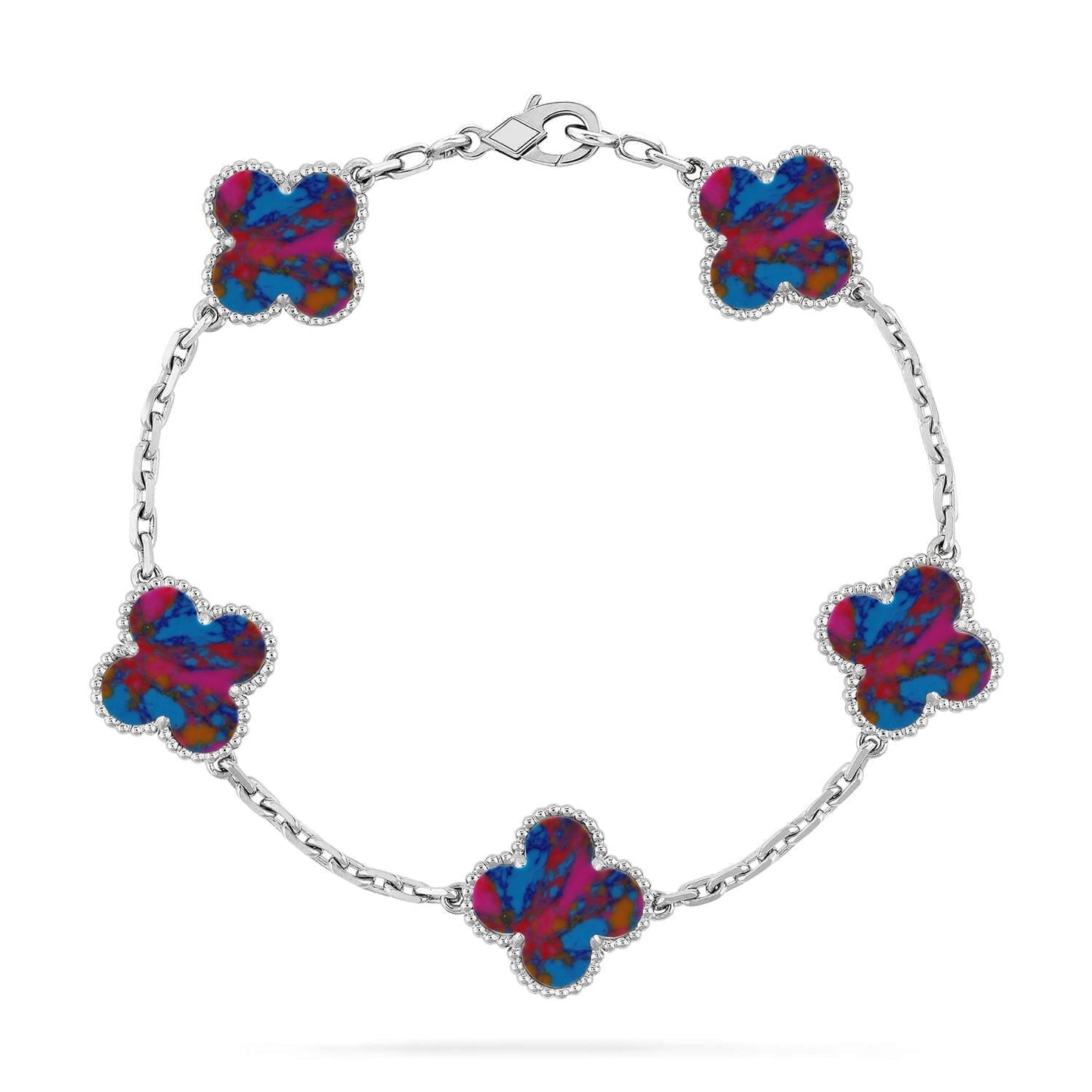 [Regal Jewels]CLOVER 5 MOTIF COLOR GEMSTONES BRACELET COLLECTION