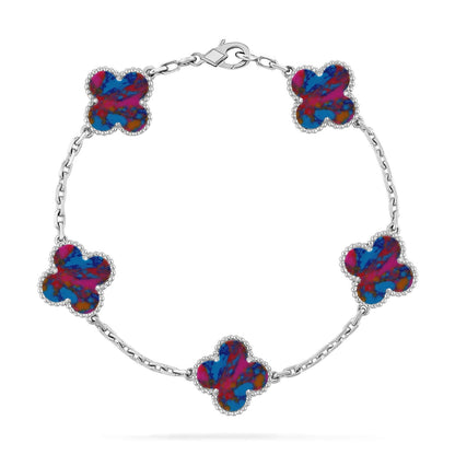 [Regal Jewels]CLOVER 5 MOTIF COLOR GEMSTONES BRACELET COLLECTION