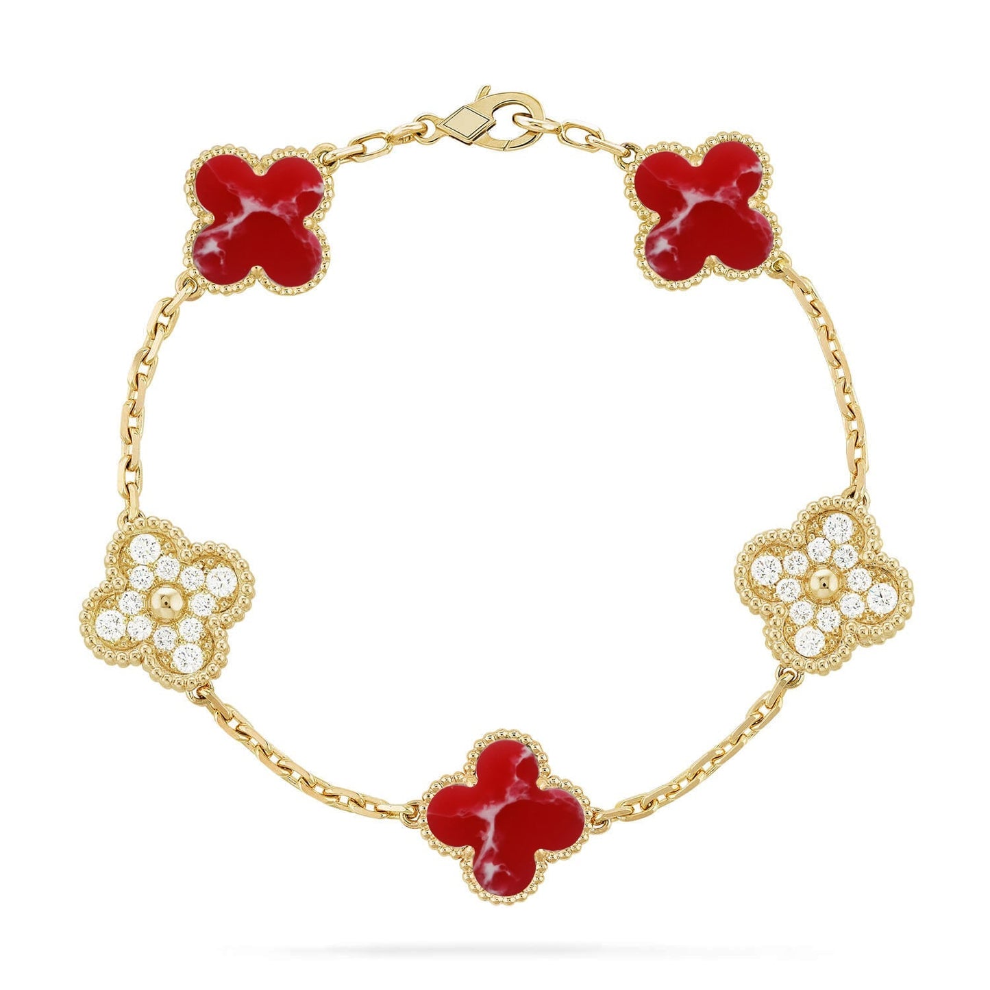 [Regal Jewels]CLOVER 5 MOTIF RED PATTERN BRACELET COLLECTION