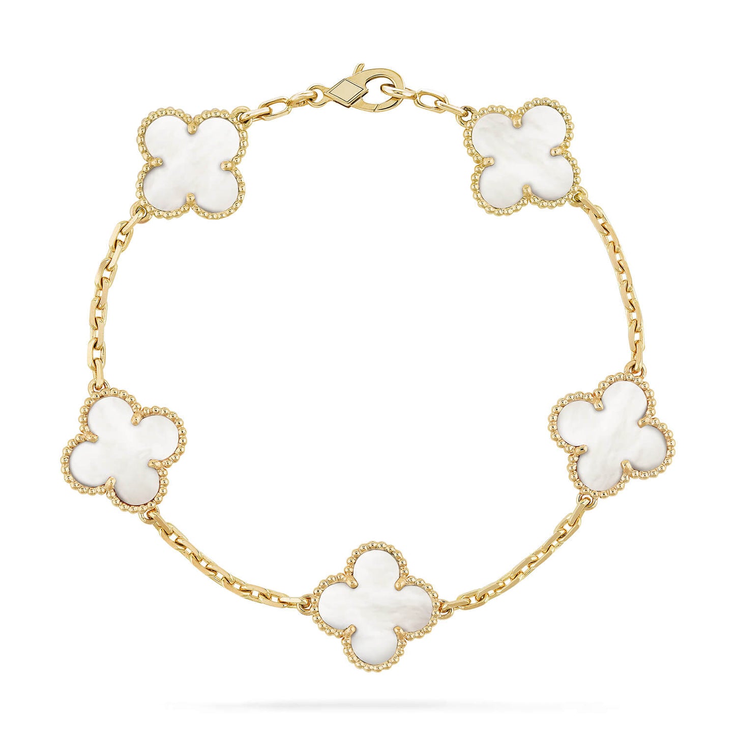 [Regal Jewels]CLOVER  5 MOTIF WHITE MOP BRACELET