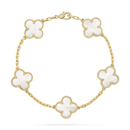[Regal Jewels]CLOVER  5 MOTIF WHITE MOP BRACELET