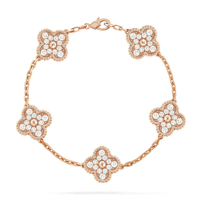 [Regal Jewels]CLOVER 5 MOTIFS  FULL DIAMOND BRACELET