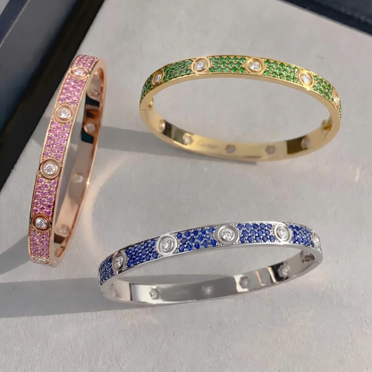[Regal Jewels]2026 PAVE GEMSTONE LOVE BRACELET 6.1MM 10 DIAMONDS