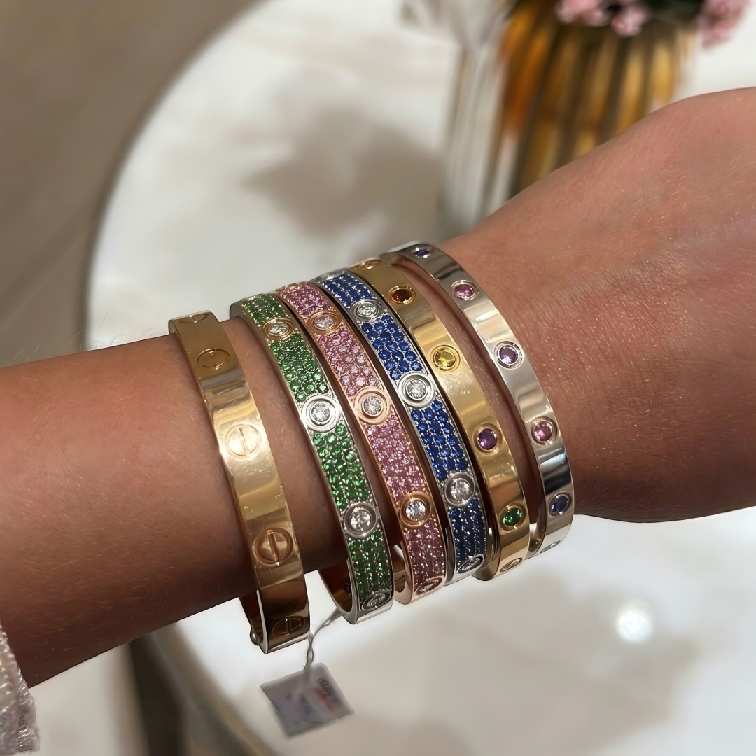 [Regal Jewels]2026 PAVE GEMSTONE LOVE BRACELET 6.1MM 10 DIAMONDS