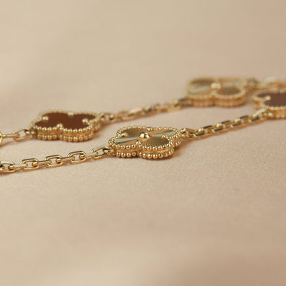 [Regal Jewels]CLOVER  5 MOTIFS CARNELIAN GOLD BRACELET