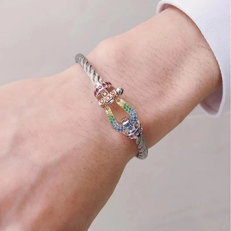 [Regal Jewels]FORCE LARGE HORSESHOE  COLORED DIAMOND BRACELET ROSE GOLD