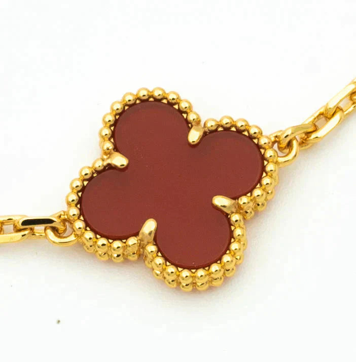 [Regal Jewels]CLOVER  5 MOTIFS CARNELIAN GOLD BRACELET