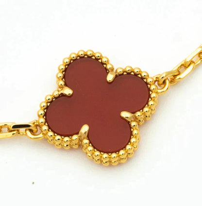 [Regal Jewels]CLOVER  5 MOTIFS CARNELIAN GOLD BRACELET