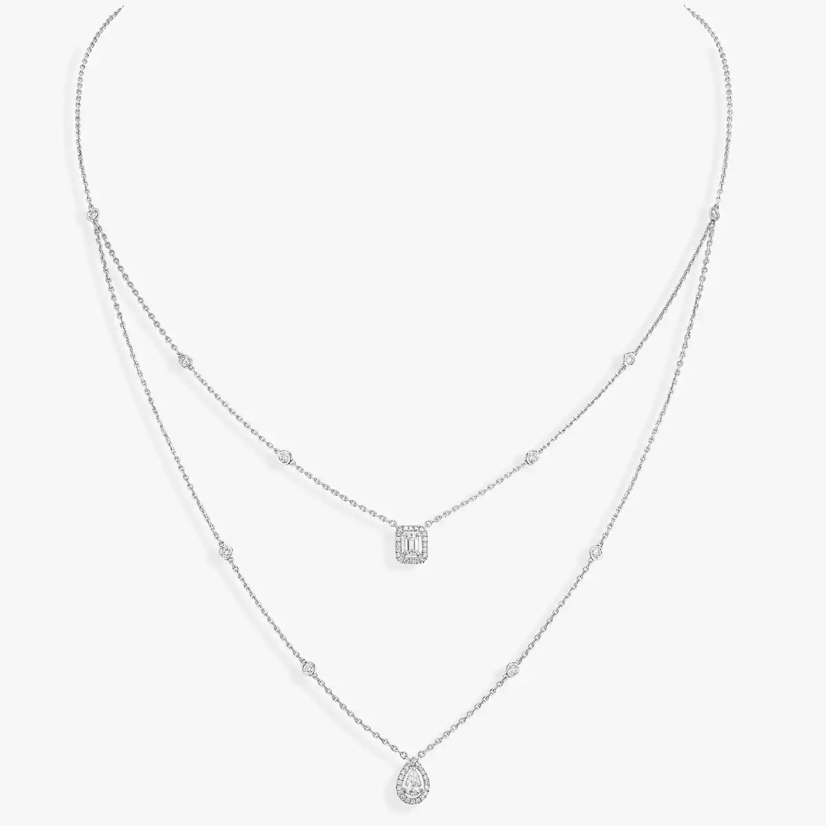 [Regal Jewels]Diamond Necklace My Twin 2 Rows