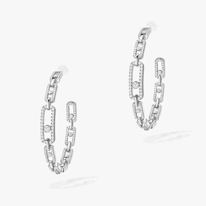 [[Regal Jewels]Move Link Diamond Hoop Earrings