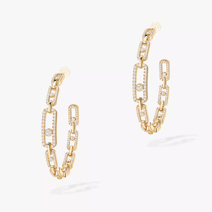 [[Regal Jewels]Move Link Diamond Hoop Earrings