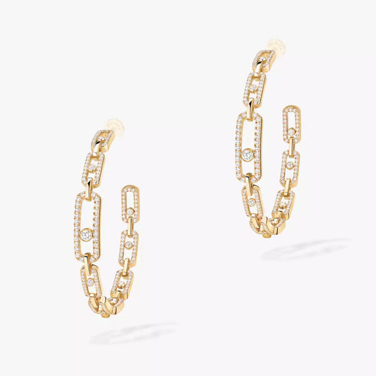 [[Regal Jewels]Move Link Diamond Hoop Earrings