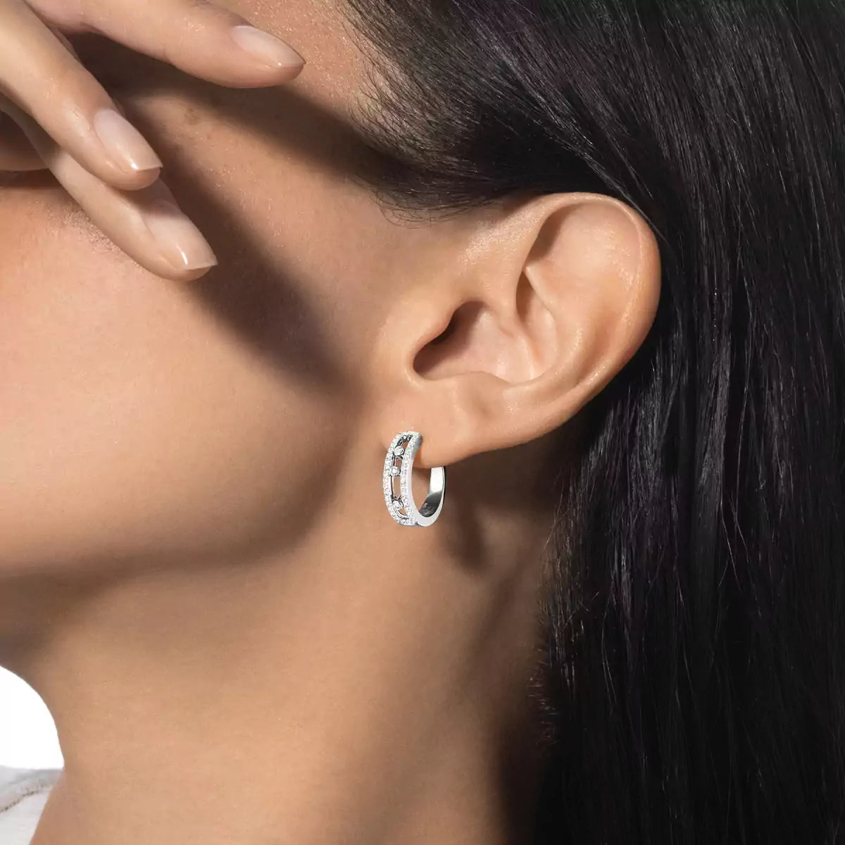 [Regal Jewels]Diamond Pave_ Hoop Earrings Move