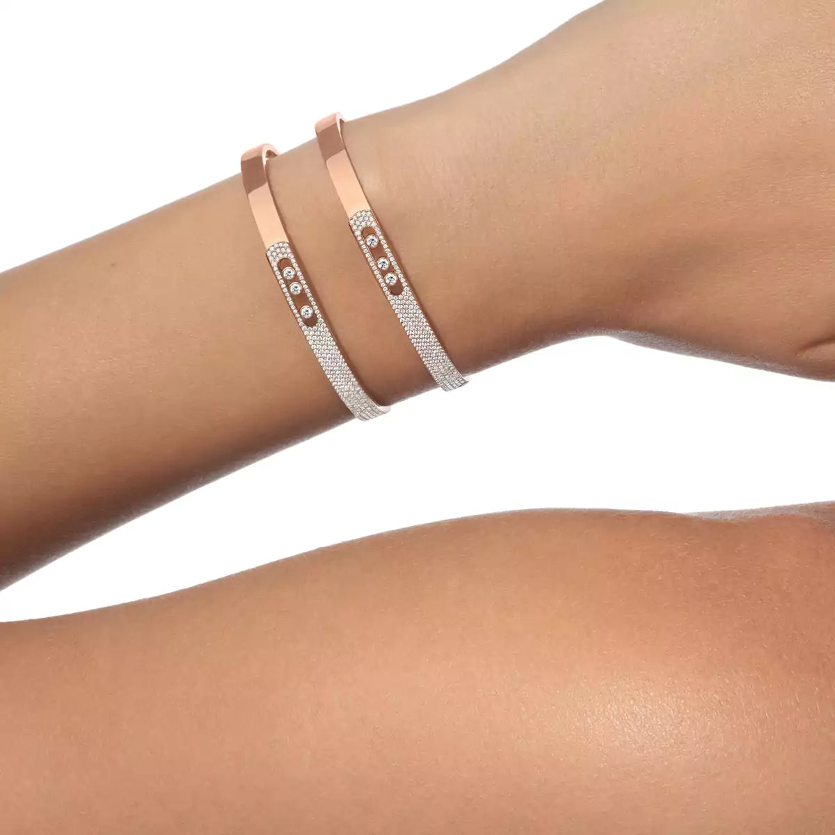[Regal Jewels]Move Noa Rose Gold Pavé Diamond Bangle Bracelet