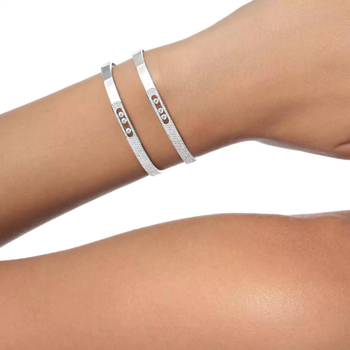 [Regal Jewels]Move Noa Rose Gold Pavé Diamond Bangle Bracelet
