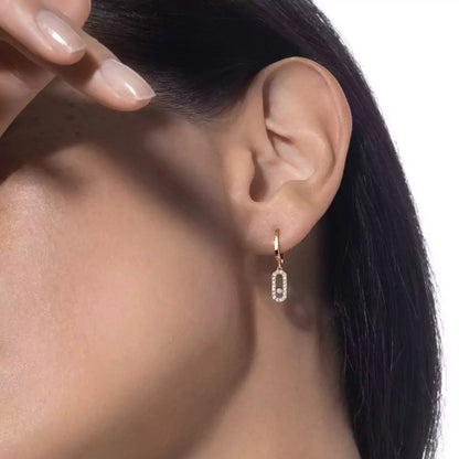 [Regal Jewels]Move Uno Single Diamond Hoop Earring