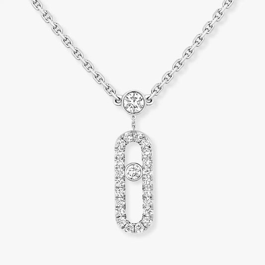 [Regal Jewels]2 Rows Rose Gold Diamond Pave_ Necklace Move Uno