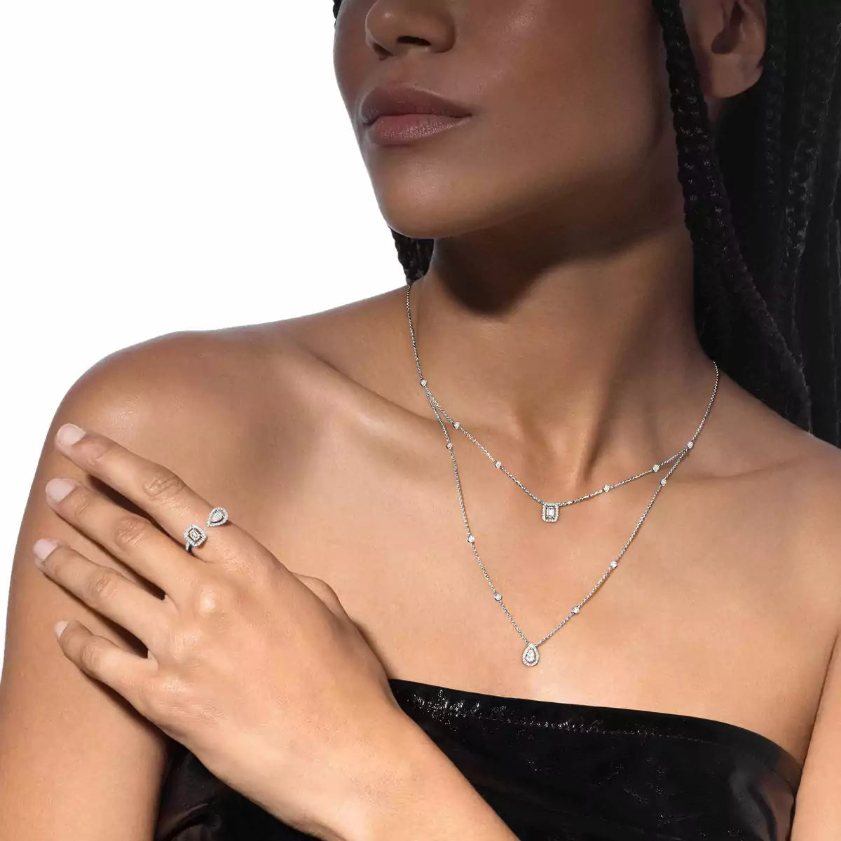 [Regal Jewels]Diamond Necklace My Twin 2 Rows