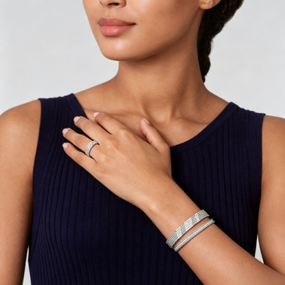 [Regal Jewels] THREE-ROW DIAMOND RING