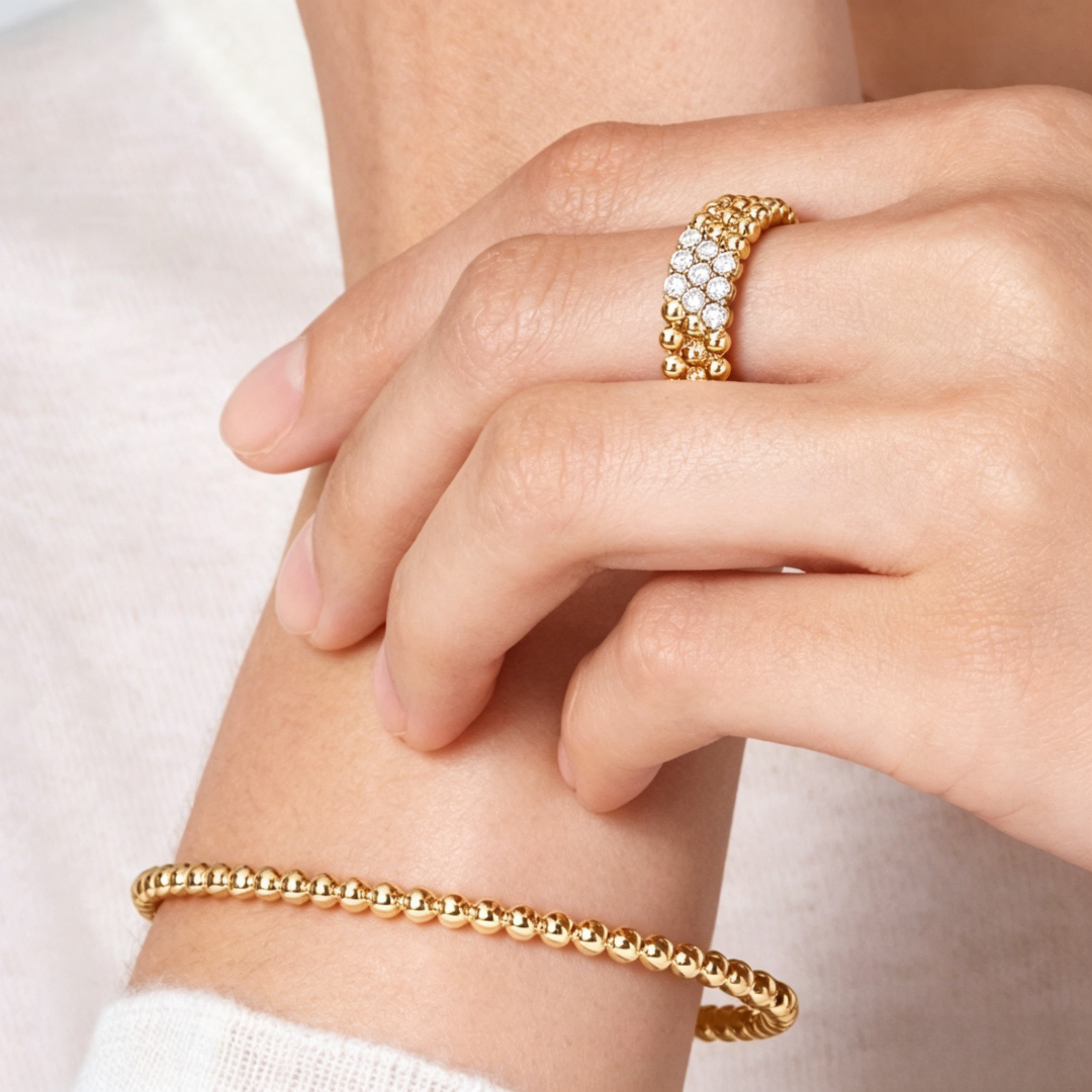 [Regal Jewels] THREE-ROW DIAMOND RING