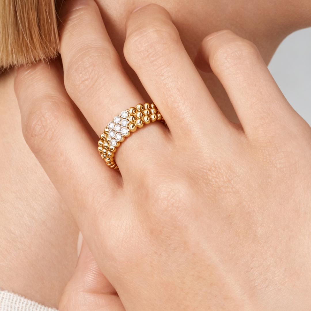 [Regal Jewels] THREE-ROW DIAMOND RING