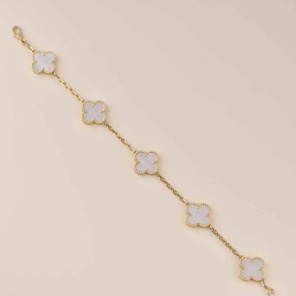 [Regal Jewels]CLOVER  5 MOTIF WHITE MOP BRACELET