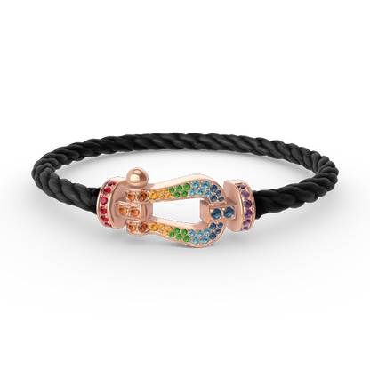 [Regal Jewels]FORCE LARGE HORSESHOE  COLORED DIAMOND BRACELET ROSE GOLD