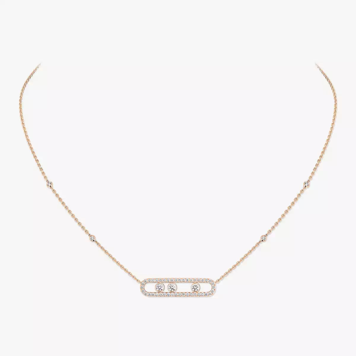 [Regal Jewels] Move Pave_ Rose Gold Diamond Necklace