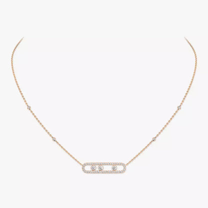 [Regal Jewels] Move Pave_ Rose Gold Diamond Necklace