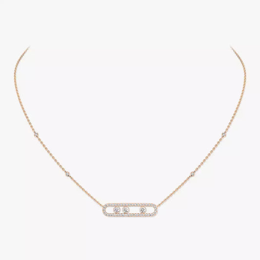 [Regal Jewels] Move Pave_ Rose Gold Diamond Necklace