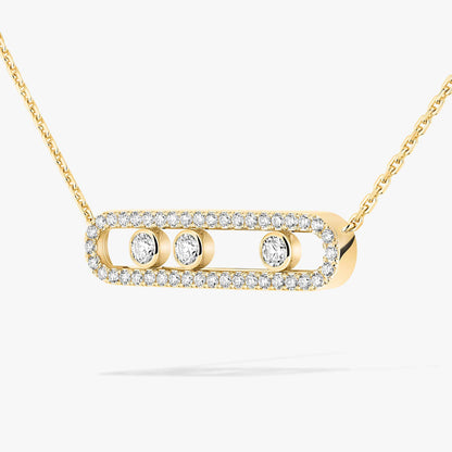 [Regal Jewels] Move Pave_ Rose Gold Diamond Necklace